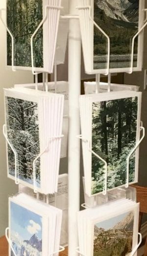 Notecards on display rack.